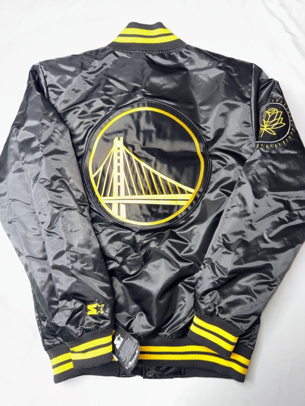 Starter Black Label x Rakuten Warriors Satin Bomber Jacket Black Gold S NWT - Picture 6 of 6